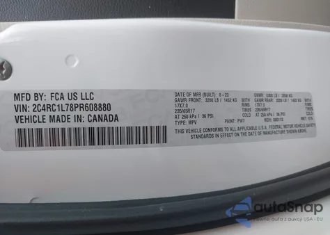 2023 Chrysler Pacifica Hybrid Touring L из США, поврежденный, VIN 2C4RC1L78PR608880